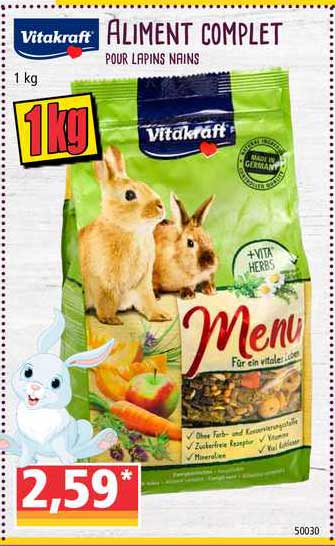vitakraft menu aliment complet pour lapins nains