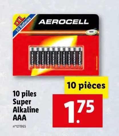 10 piles super alkaline aaa