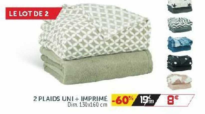 2 Plaids Uni + Imprimé