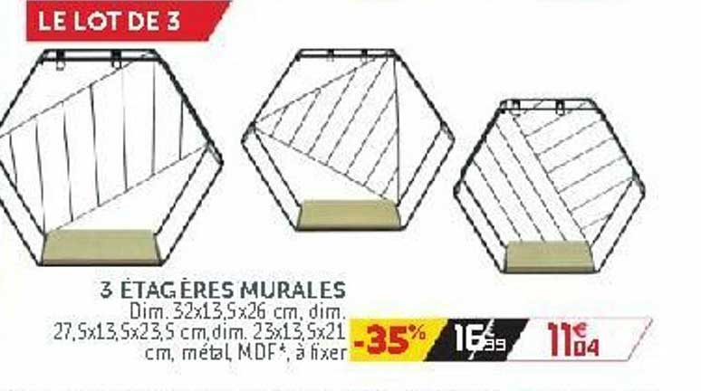 3 étagères murales