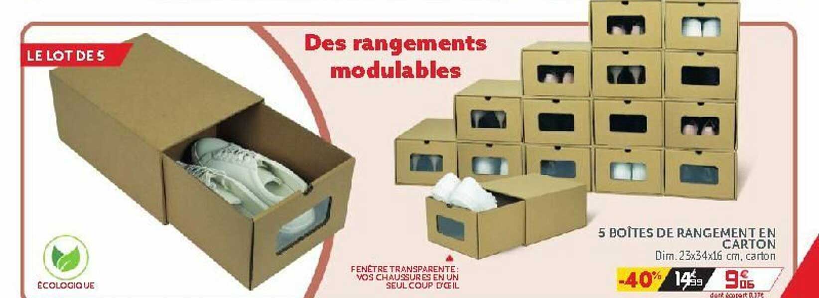5 Boîtes De Rangement En Carton