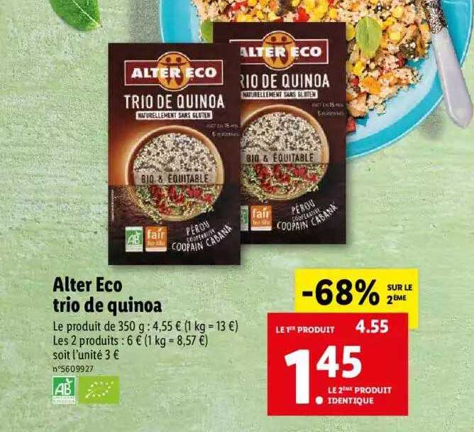 alter eco trio de quinoa -68% sur le 2ème