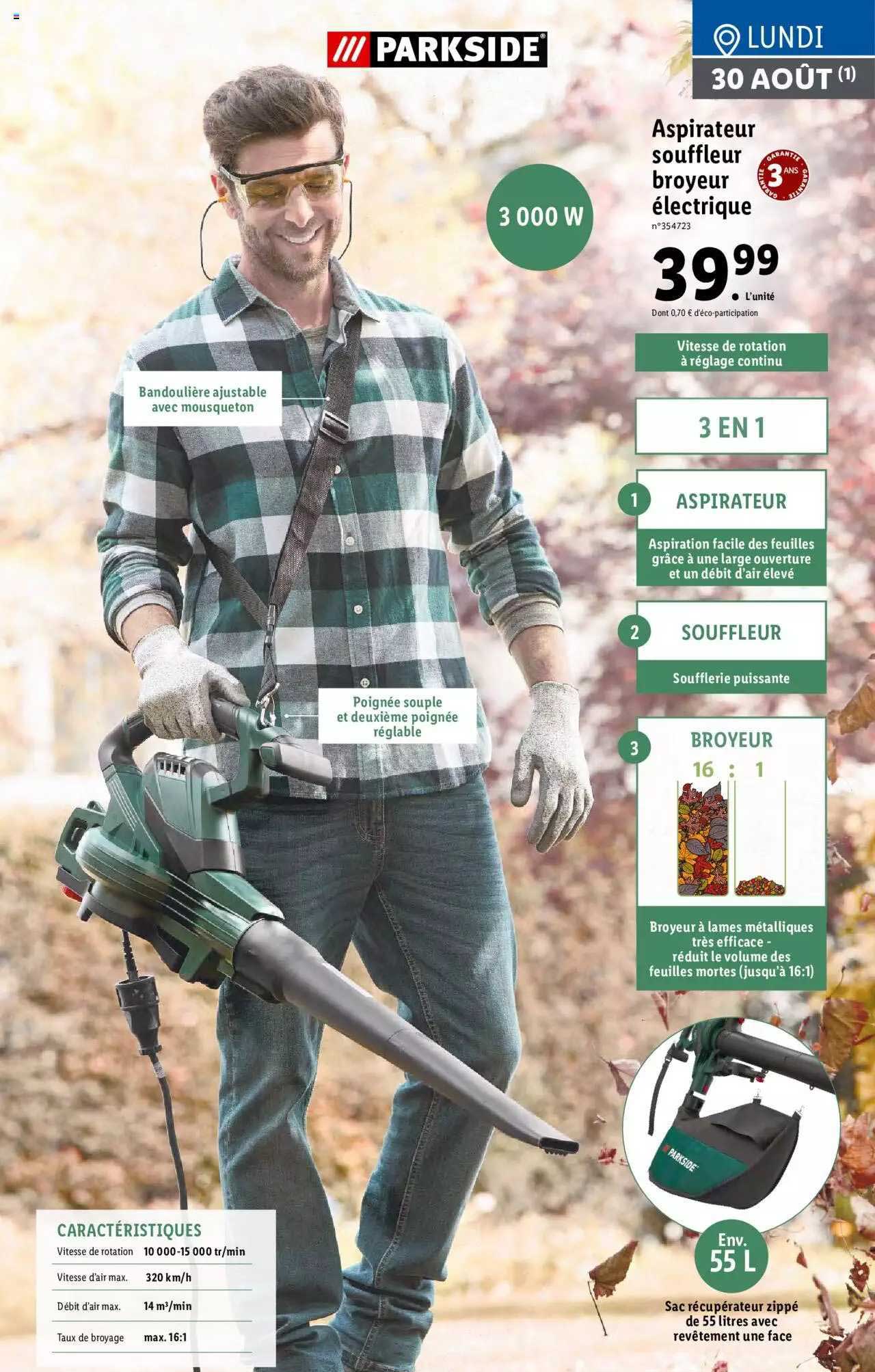 Aspirateur Souffleur Broyeur électrique Parkside