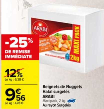 beignets de nuggets halal surgelés arabi