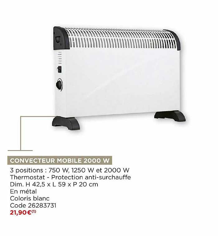 convecteur mobile 2000w