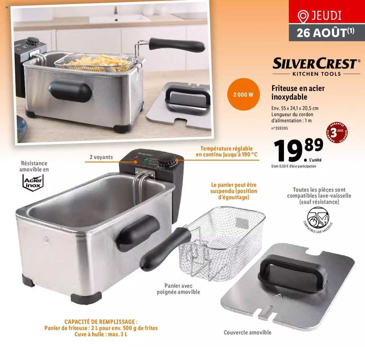 friteuse en acier inoxydable silver crest