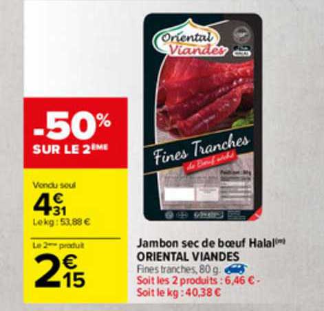 Jambon Sec De Bœuf Halal Oriental Viandes