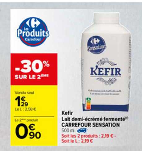 Kefir Lait Demi-écrémé Fermenté Carrefour Sensation