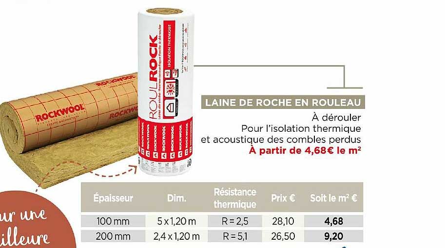 laine de roche en rouleau