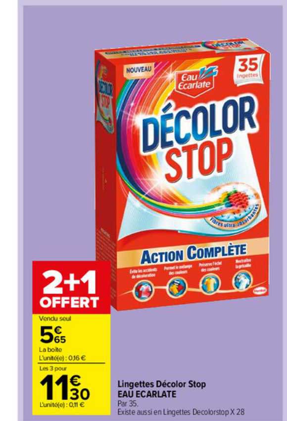 lingettes décolor stop eau écarlate