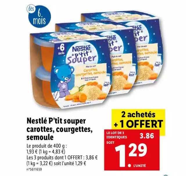 nestlé p'tit souper carottes, courgettes, semoule