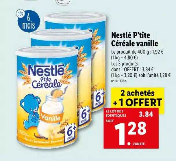 nestlé p'tite céréale vanille