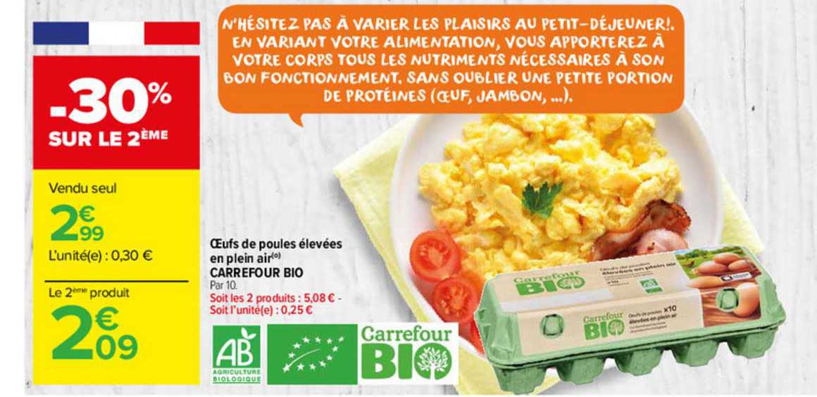oeufs de poules élevées en plein air carrefour bio