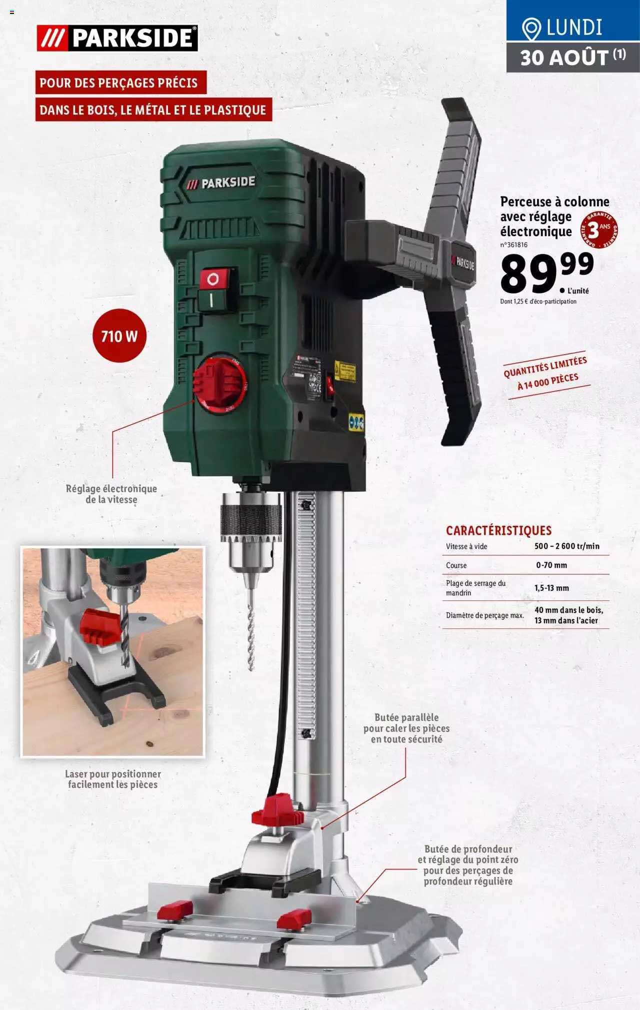 perceuse à colonne avec réglage électrique  parkside