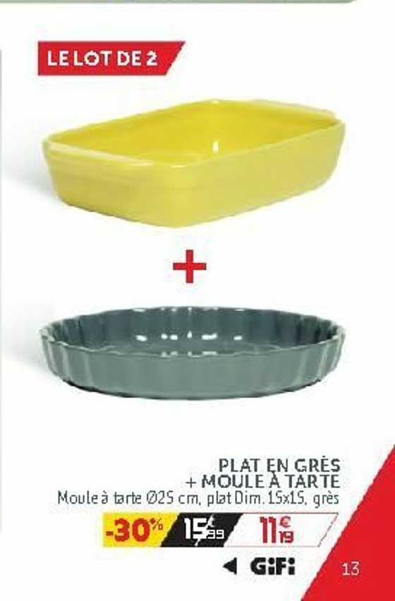 Plat En Grès + Moule à Tarte