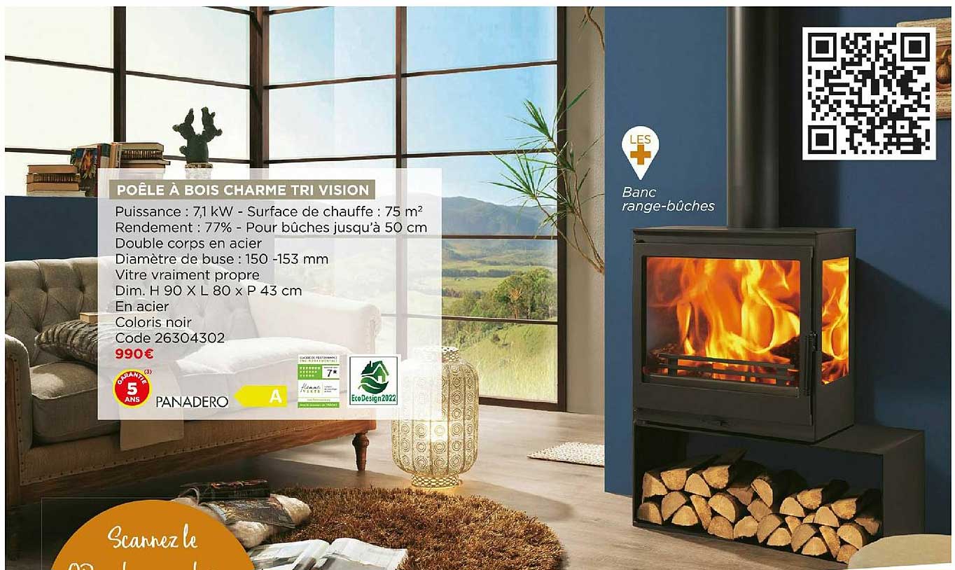poêle à bois charme tri vision panadero