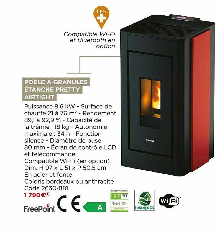poêle à granulés étanche pretty airtight freepoint