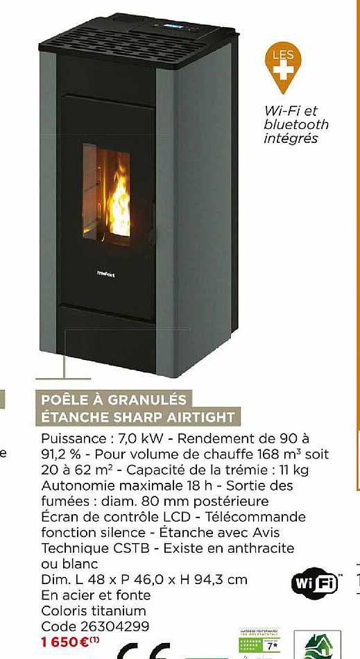 poêle à granulés étanche sharp airtight