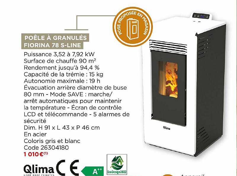 poêle à granulés fiorina 78 s-line qlima