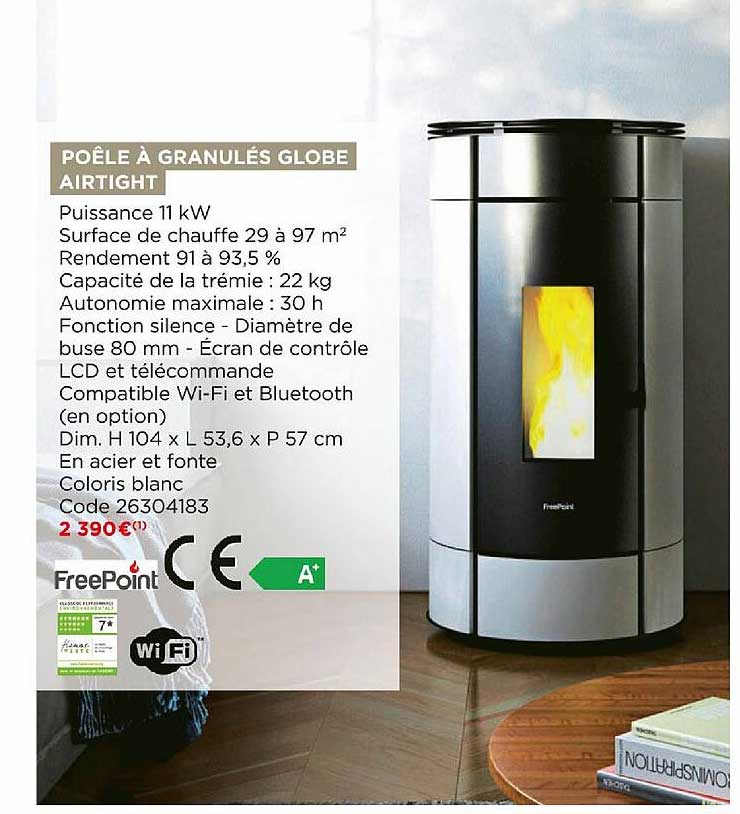 poêle à granulés globe airtight freepoint