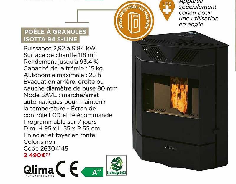 poêle à granulés isotta 94 s-line qlima