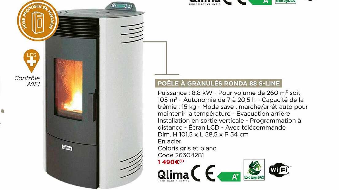 poêle à granulés qlima ronda 88 s-line