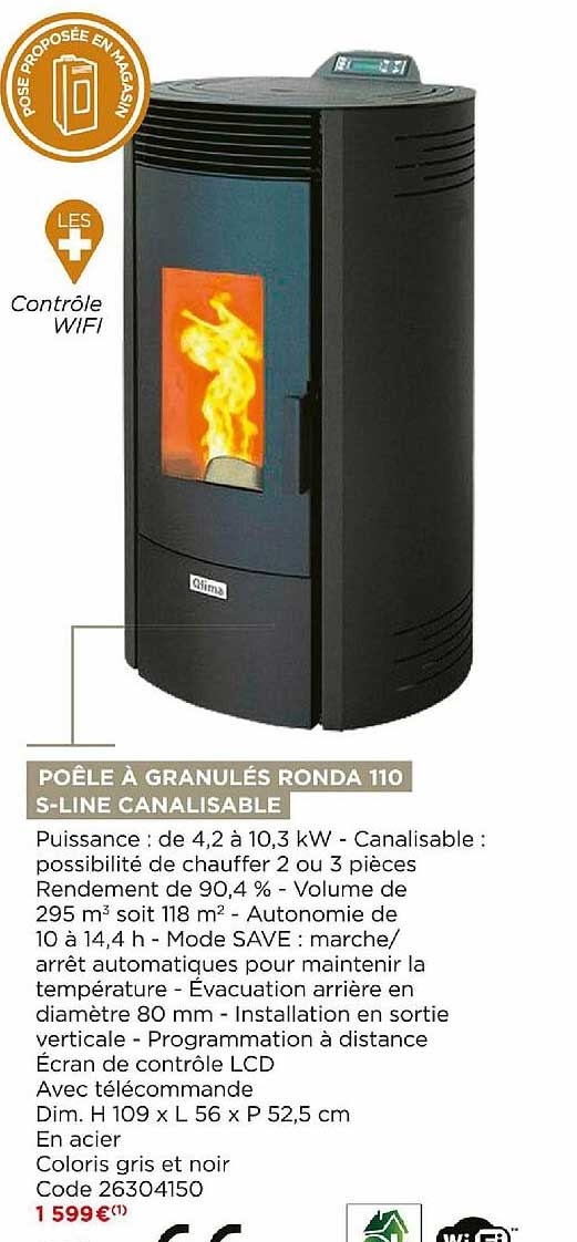 poêle à granulés ronda 110 s-line canalisable