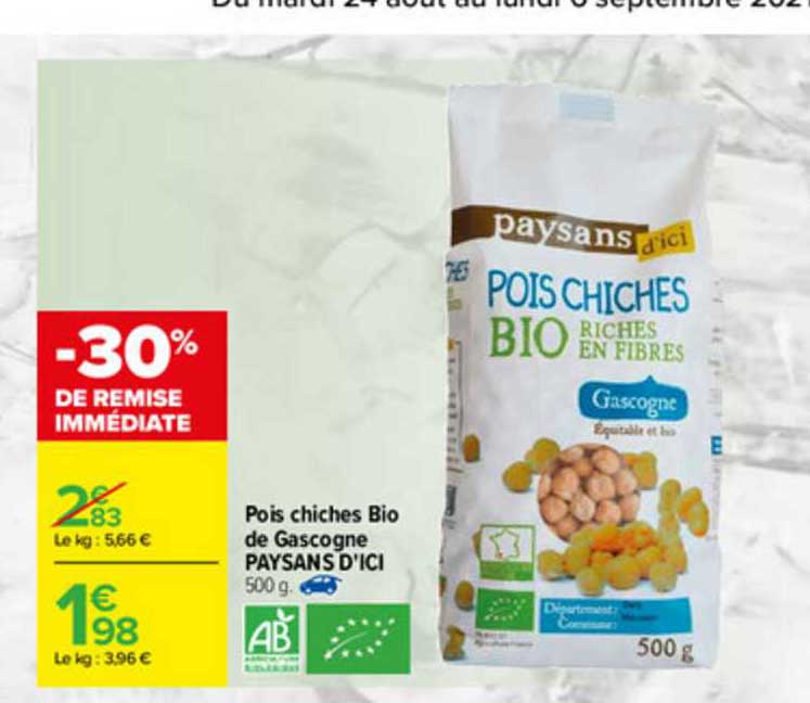 pois chiches bio de gascogne paysan d'ici