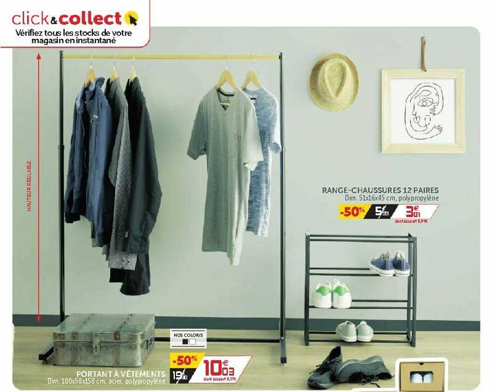 portant à vêtements ou range-chaussures 12 paires