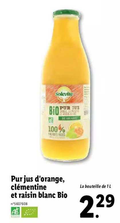 Pur Jus D'orange Clémentine Et Raisin Blanc Bio