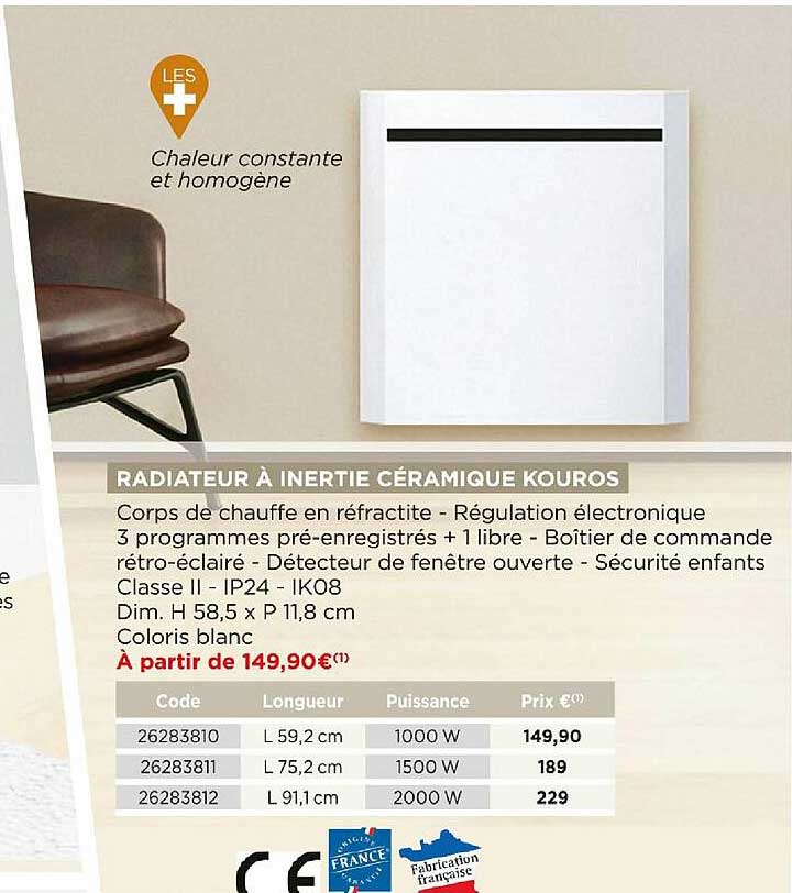 Radiateur à Inertie Céramique Kouros