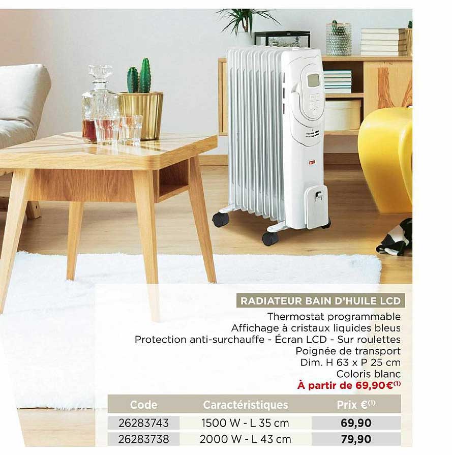 radiateur bain d'huile lcd