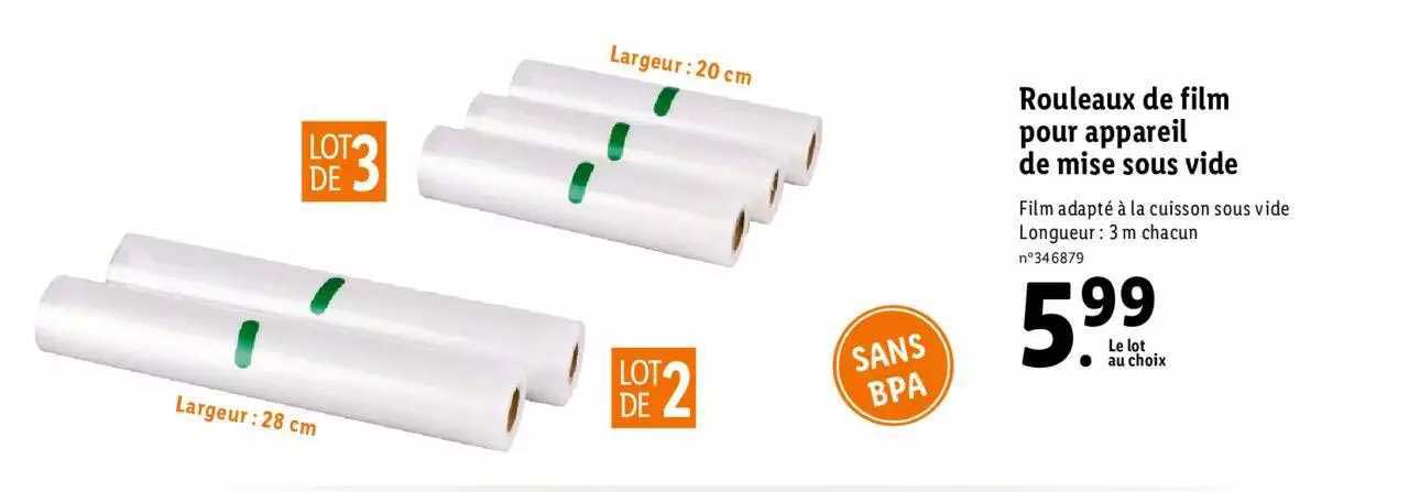 rouleaux de film pour appareil de mise sous vide