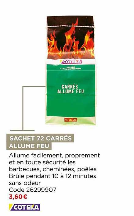 sachet  carrés allume feu