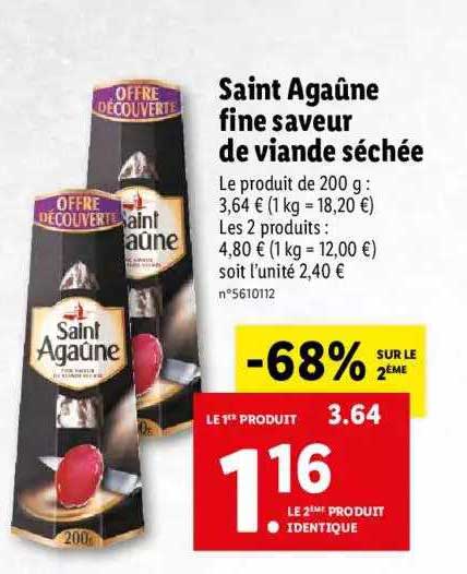 Saint Agaûne Fine Saveur De Viande Séchée -68% Sur Le 2ème