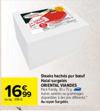 Steaks Hachés Pur Bœuf Halal Surgelés Oriental Viandes