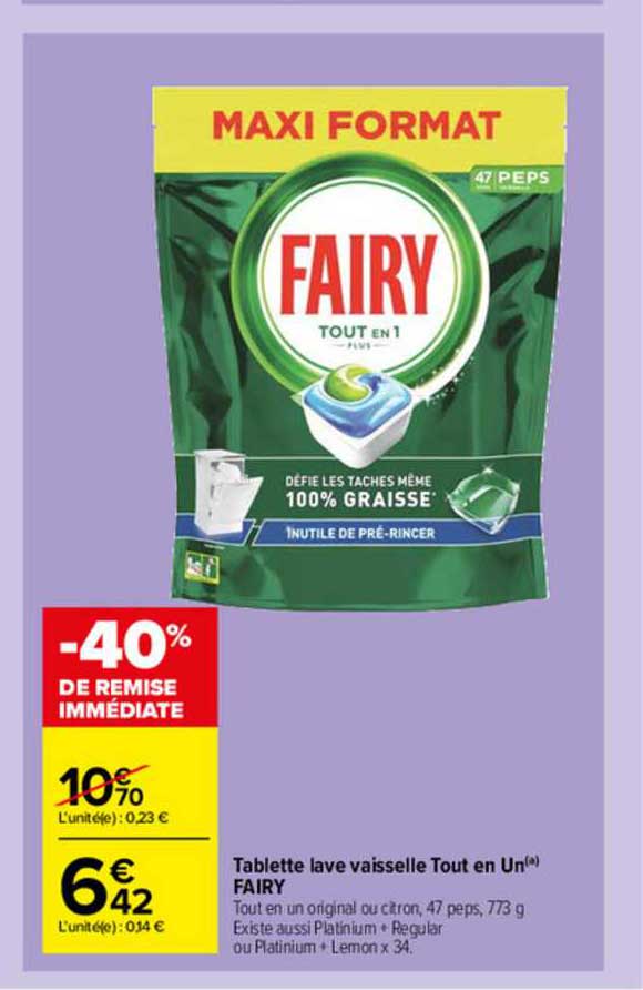 tablette lave vaisselle tout en un fairy