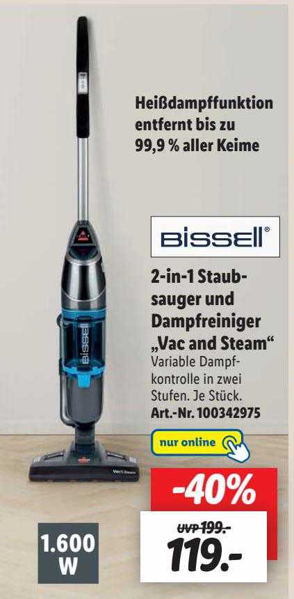 2-in 1 staubsauger und dampfreniger „vac and steam“ bissell