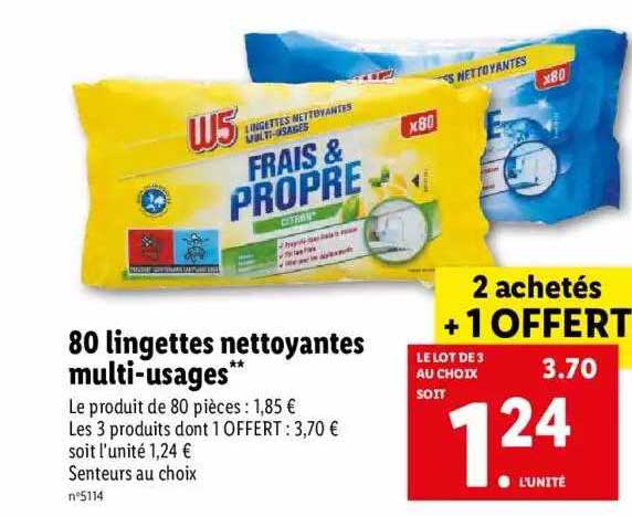 80 lingettes nettoyantes multi-usages w5