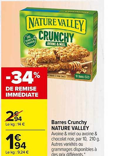 barres crunchy nature valley