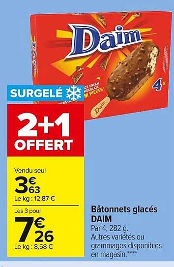 Bâtonnets Glacés Daim