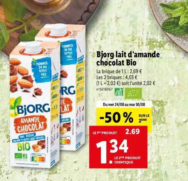 bjorg lait d'amande chocolat bio