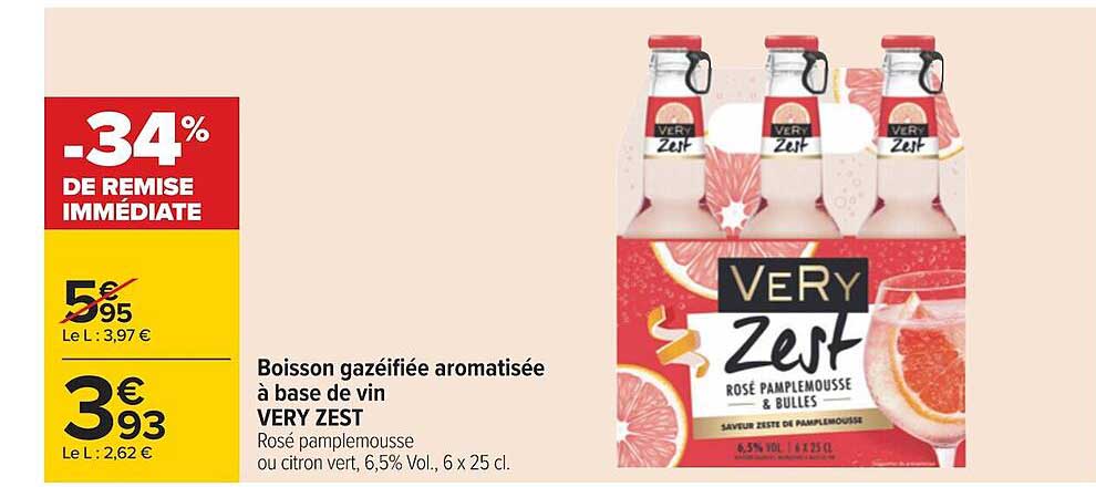 boisson gazéifiée aromatisée à base de vin very zest