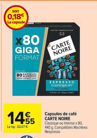 Capsules De Café Carte Noire