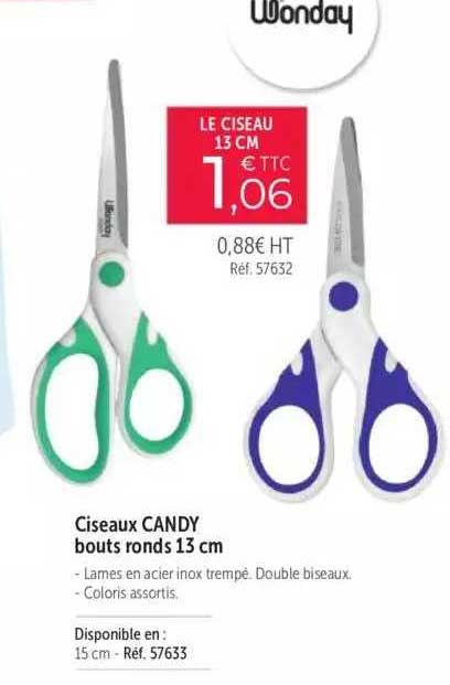 ciseaux candy bouts ronds 13 cm wonday