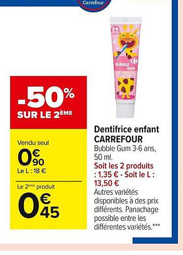 Dentifrice Enfant Carrefour