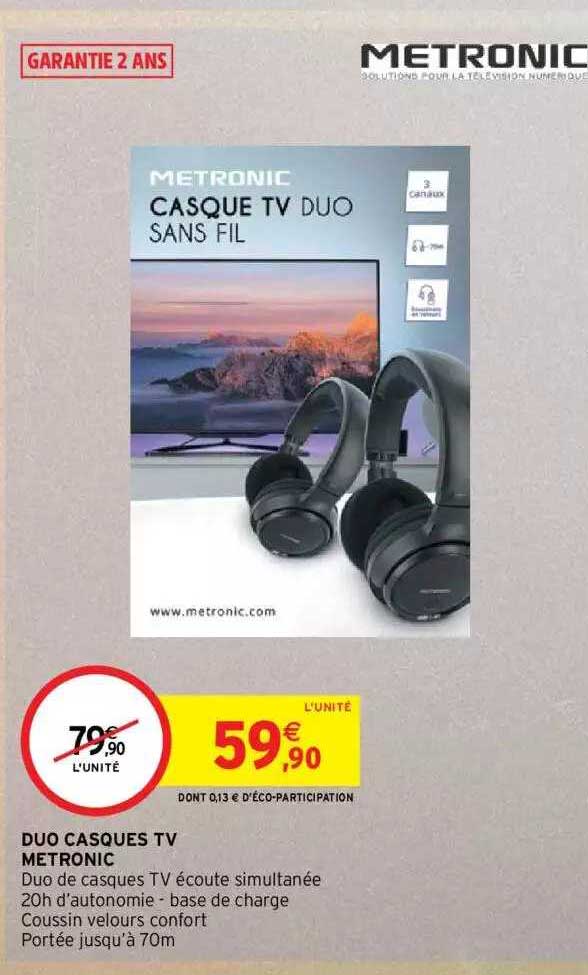 duo casques tv metronic