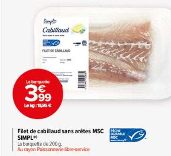 filet de cabillaud sans arêtes msc simpl