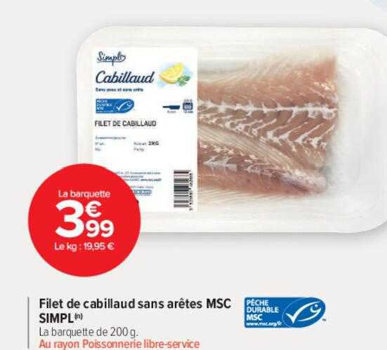 filet de cabillaud sans arêtes msc simpl