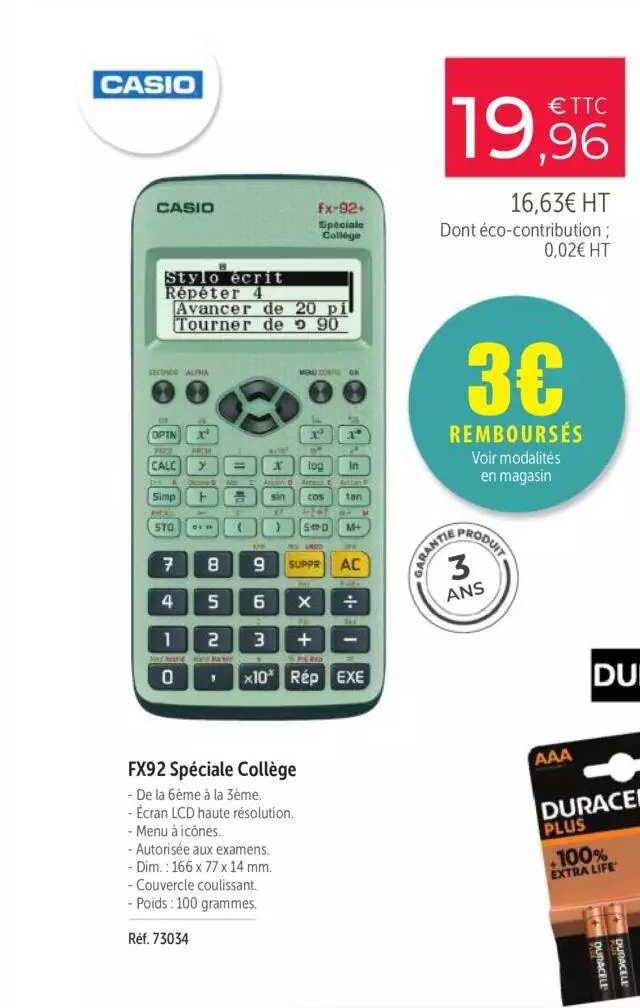 Fx92 Spéciale Collège Casio